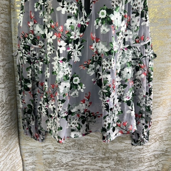 INC International Concepts Floral Print Sheer Long Sleeves Blouse Size M - Picture 4 of 13